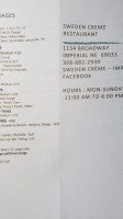 Sweden Cream menu