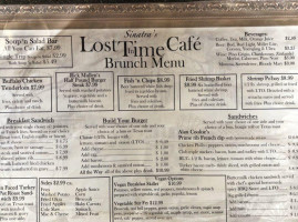 Sinaras Lost In Time Cafe menu