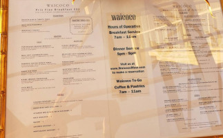 Waicoco menu