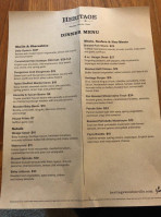 Heritage Restaurant Bar menu