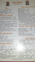 Aero Diner menu