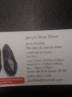 Jerry's Shoe Shine menu