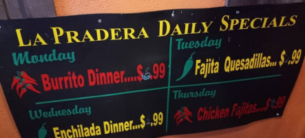 La Pradera menu