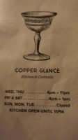 Copper Glance menu
