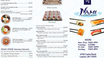 Nami Korean-japanese menu