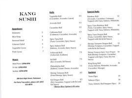 Kang Sushi menu