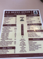 L.j. Depot Diner menu