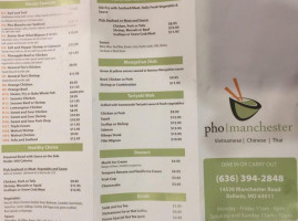 Pho Manchester menu