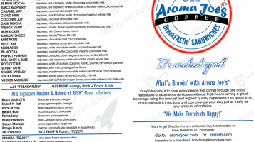 Aroma Joes Coffee menu