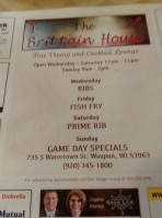 The Brittain House menu