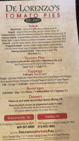 De Lorenzo's Tomato Pies menu