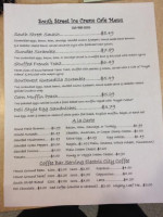 South Street Ice Cream Cafe menu