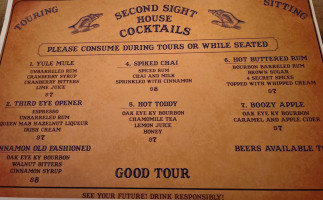 Second Sight Spirits menu