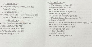 Pancho's Burgers And Mexican Food menu