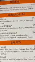 Seor Taco menu