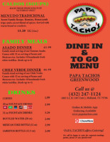 Papa Tacho's (midland) menu