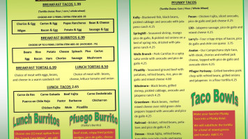 Pflugerville Taco House menu