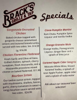 Brack's Grille Tap menu