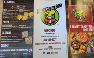 Fox's Pizza Den Of Winnsboro, La menu