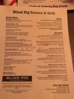 Blind Pig Tavern Grill menu