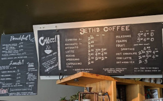 Seth's Coffee menu