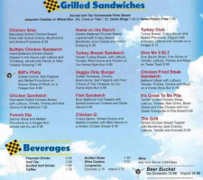 Biff Buzby's Burgers menu