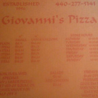 Giovanni's Pizza menu