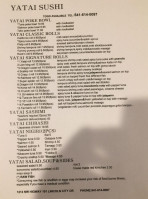 Yatai Sushi menu