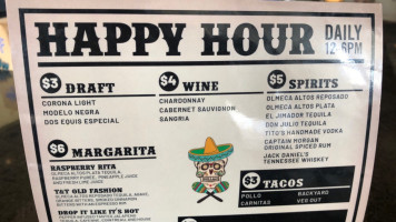 Tacos Tequila Cantina menu