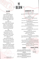 The Bern And Grill menu