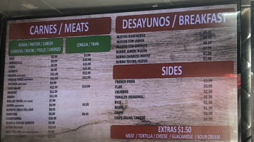 Tacos Mexico 1800 menu
