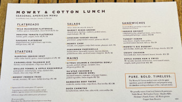 Mowry Cotton menu