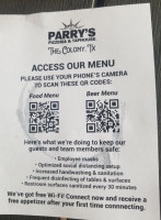 Parry's Pizzeria Taphouse menu