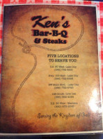 Ken's B-que menu