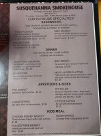 Susquehanna Smokehouse menu
