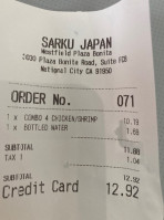 Sarku Japan menu