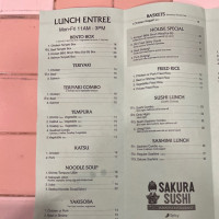 Sakura Sushi Japanese menu