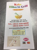 Kobe Hibachi Grill menu