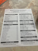 Matt's Fish Market menu