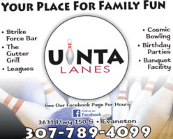 Uinta Lanes menu