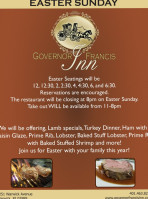Governor Francis Inn menu