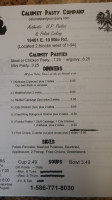 Calumet Pasty Company menu