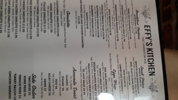 Effy's Kitchen menu