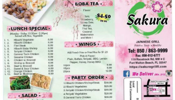 Sakura Sushi&hibachi menu