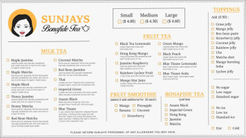 Sunjays menu