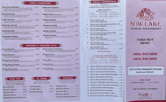 Bow Lake Chinese menu
