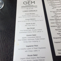 The Little Gem Restaurant menu