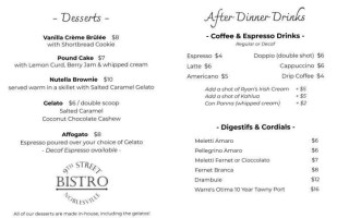 9th Street Bistro menu
