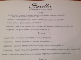 Sorella menu