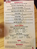 The Alley Bowling Bbq menu